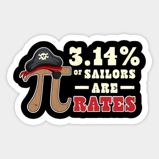 Pi Day Pirate 3.14% of Sailors are Pi Rates Math Geek Sticker